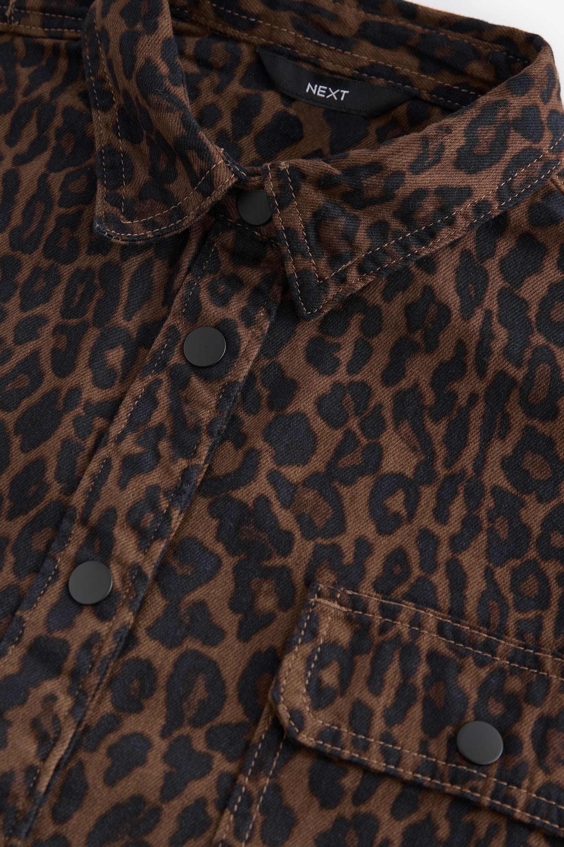 Leopard Print Oversized Denim 100 Cotton Shirt