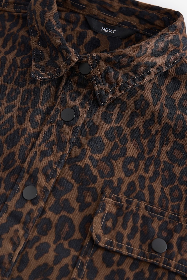 Leopard Print Oversized Denim 100% Cotton Shirt - Image 10 of 10