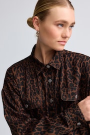 Leopard Print Oversized Denim 100% Cotton Shirt - Image 4 of 10