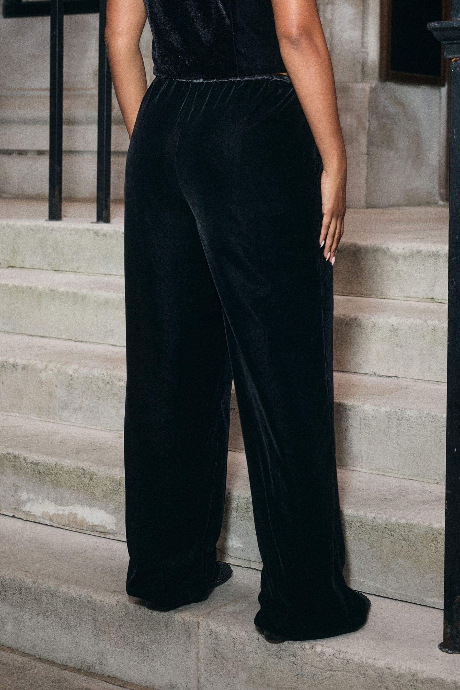 Next black velvet trousers deals