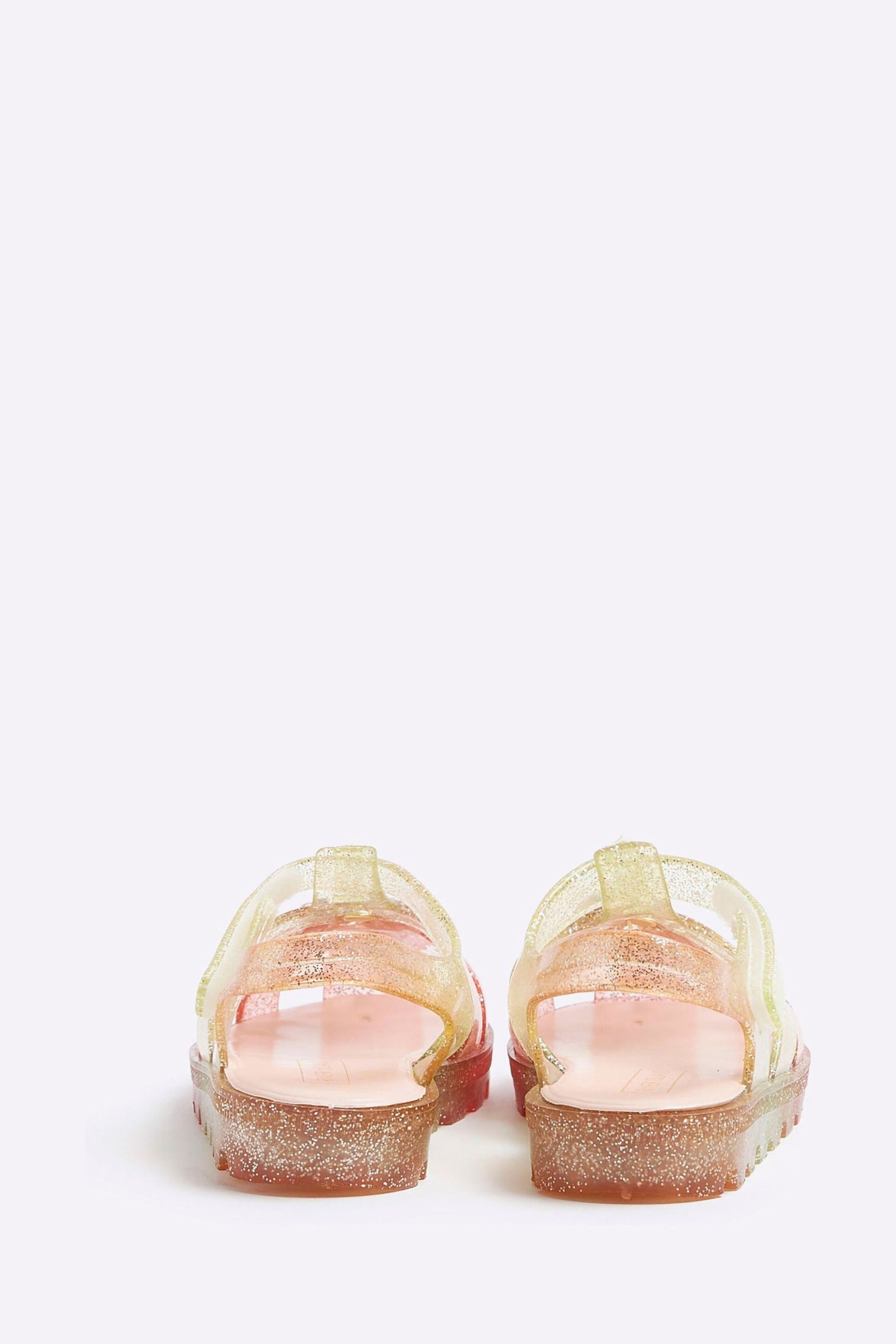 River Island Natural Girls Rainbow Flower Jelly Sandals - Image 2 of 3