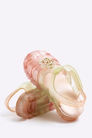 River Island Natural Girls Rainbow Flower Jelly Sandals - Image 3 of 3