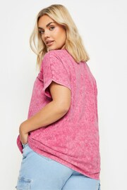 Yours Curve Pink Acid Wash Cut Out T-Shirt - Image 3 of 5