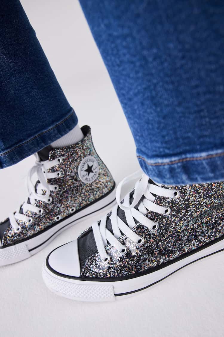 All Star Brillantini Alte Alte Converse Nere Glitterate Converse