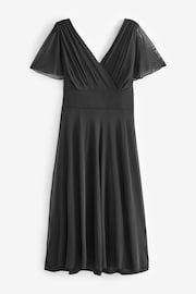 Scarlett & Jo Black Victoria Angel Sleeve Mesh Midi long Dress - Image 5 of 5