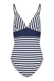 Long Tall Sally Blue LTS Tall Navy Blue Stripe V-Neck Swimsuit - Image 5 of 6