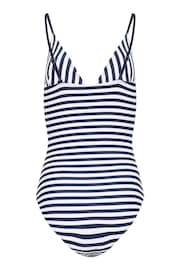 Long Tall Sally Blue LTS Tall Navy Blue Stripe V-Neck Swimsuit - Image 6 of 6