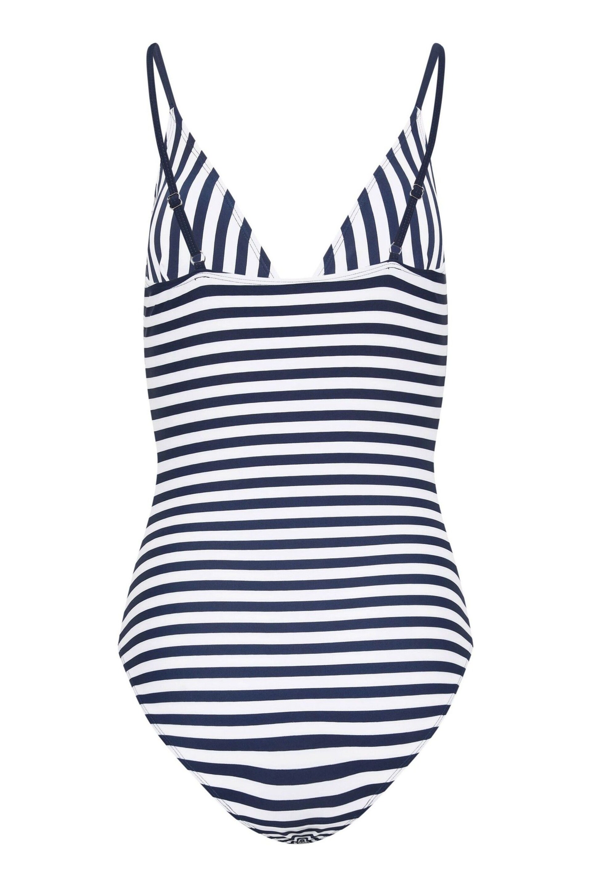 Long Tall Sally Blue LTS Tall Navy Blue Stripe V-Neck Swimsuit - Image 6 of 6