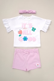 Lily & Jack Purple It's All Good Top Shorts And Headband Outfit Set 3 Piece - Image 1 of 5