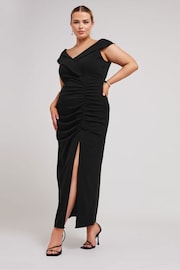 Yours Curve Black LONDON Curve Gathered Maxi Dress - Image 1 of 5