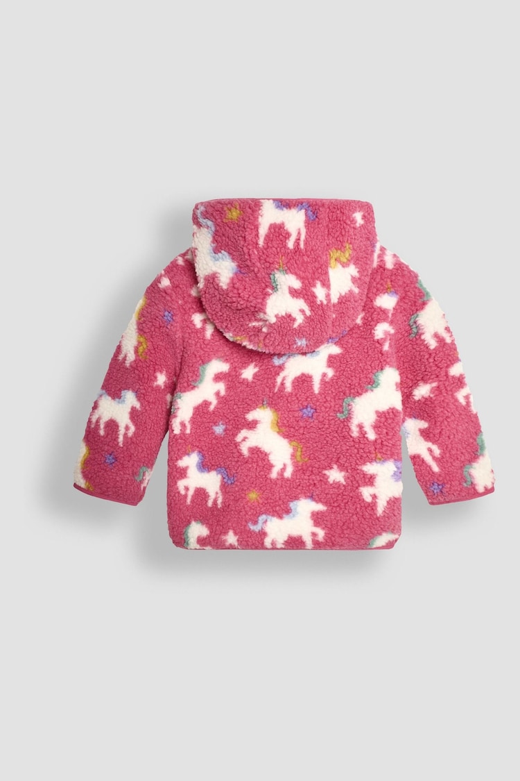 JoJo Maman Bébé Pink Unicorn Lined Teddy Fleece - Image 2 of 3