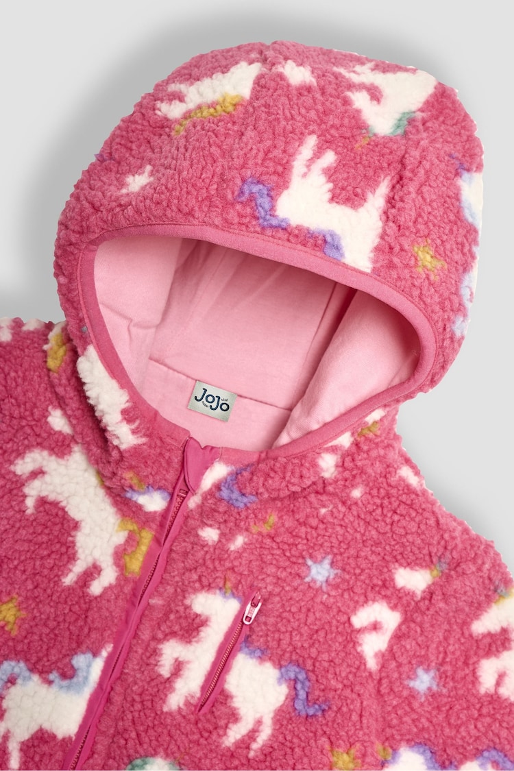 JoJo Maman Bébé Pink Unicorn Lined Teddy Fleece - Image 3 of 3