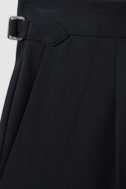 Reiss Navy Bridge Textured Side Adjuster Trousers with Turn-Ups - Image 5 of 5