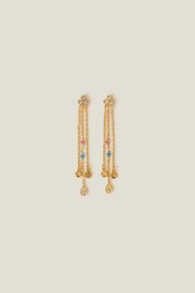 Accessorize 14ct Gold Plated Tone Beaded Long Drop Earrings - Image 1 of 3