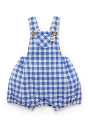 Purebaby Blue Gingham Linen Blend Dungarees - Image 1 of 3