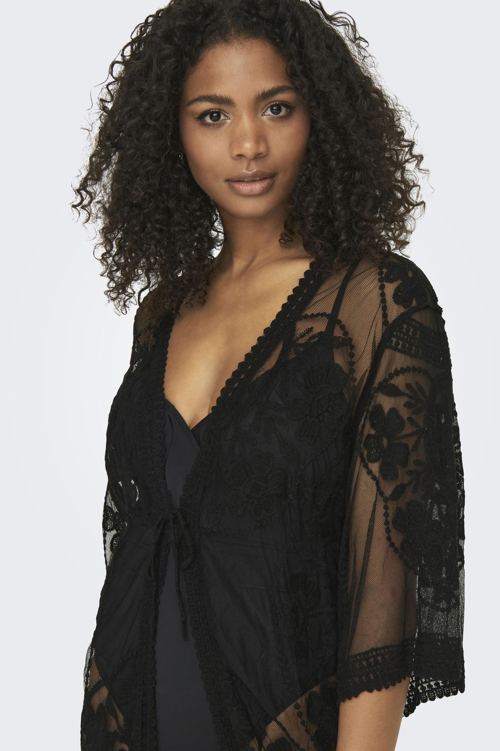 ONLY Black Embroidered Maxi Beach Cover-Up Kaftan - Image 5 of 7