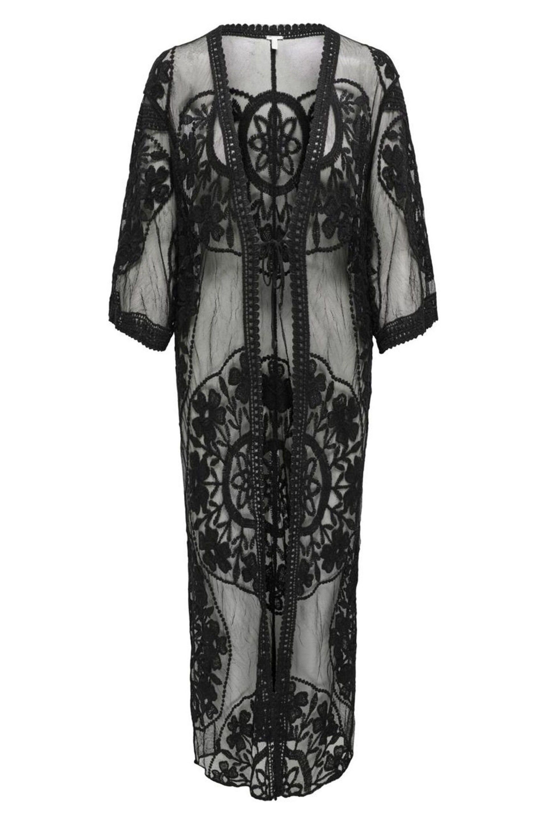 ONLY Black Embroidered Maxi Beach Cover-Up Kaftan - Image 6 of 7