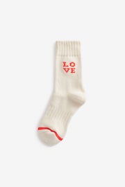 Ecru/Navy Love Heart Lounge Ankle Socks with Cushion Sole 2 Pack - Image 4 of 5