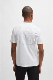 BOSS White Stretch-Cotton T-Shirt With Metallic Artwork - Image 4 of 5