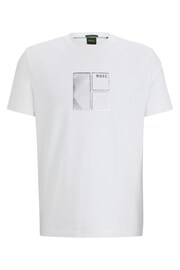BOSS White Stretch-Cotton T-Shirt With Metallic Artwork - Image 5 of 5