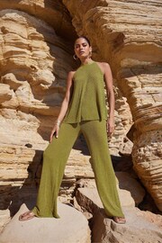 Ro&Zo Green Sheer Sparkle Knit Flared Trousers - Image 2 of 7