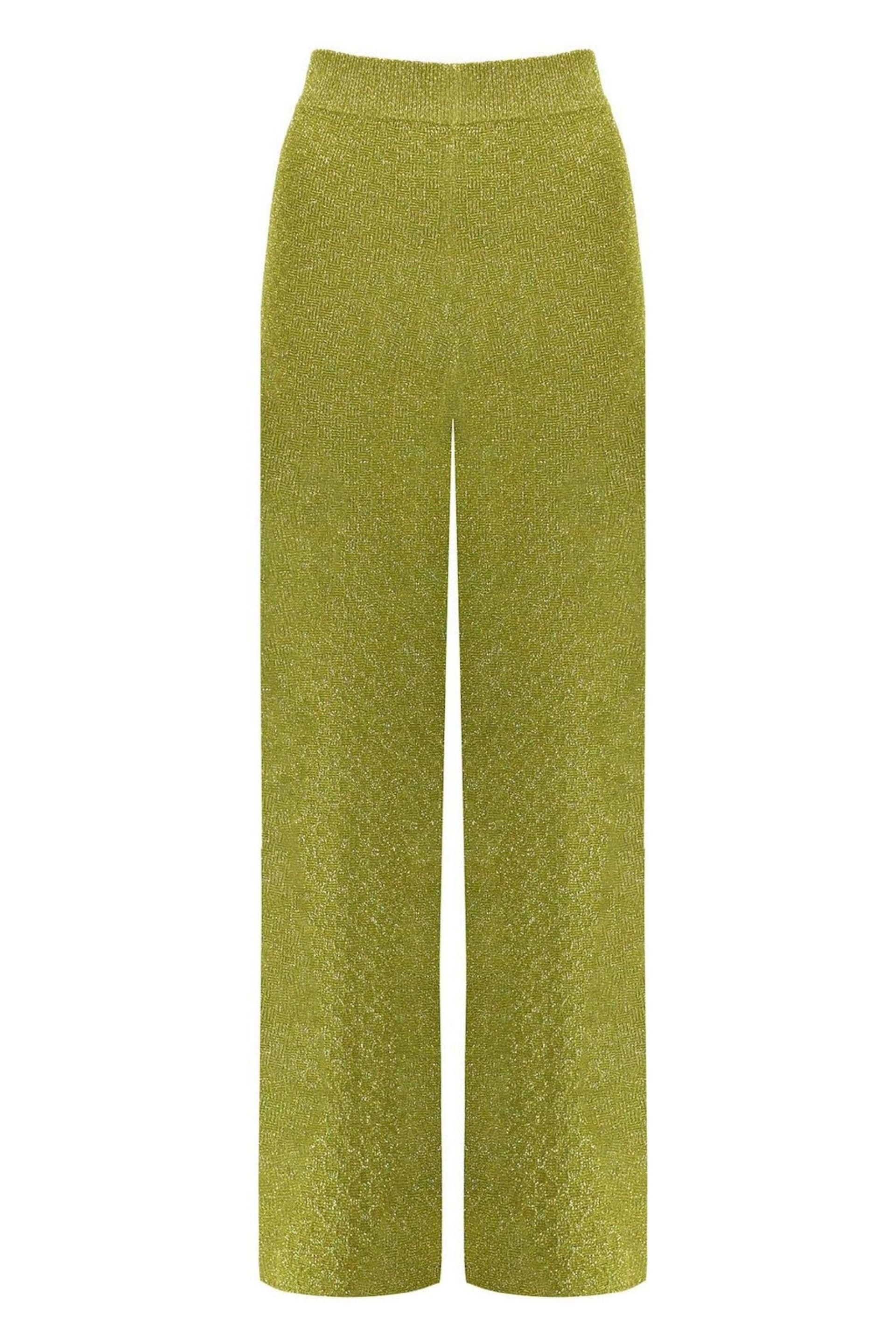 Ro&Zo Green Sheer Sparkle Knit Flared Trousers - Image 6 of 7