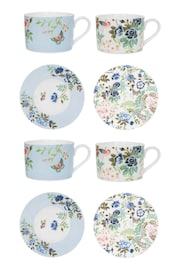 Designers Guild Porcelaine De Chine Tea Cups and Saucers Set Of 4 - Image 1 of 6