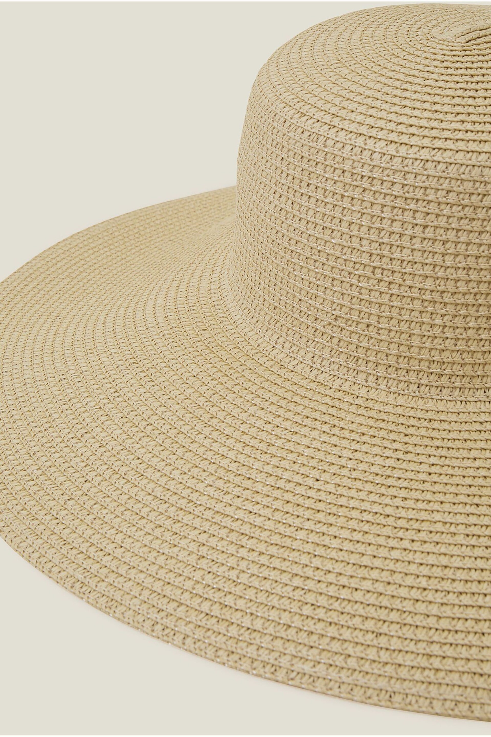 Accessorize Natural Straw Boater Floppy Hat - Image 2 of 3