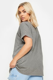 Yours Curve Grey Acid Wash Cut Out T-Shirt - Image 3 of 5