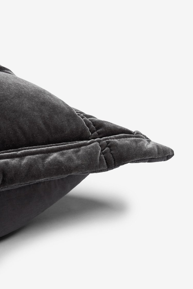 Charcoal Grey Lustre Velvet Cushion - Image 5 of 5