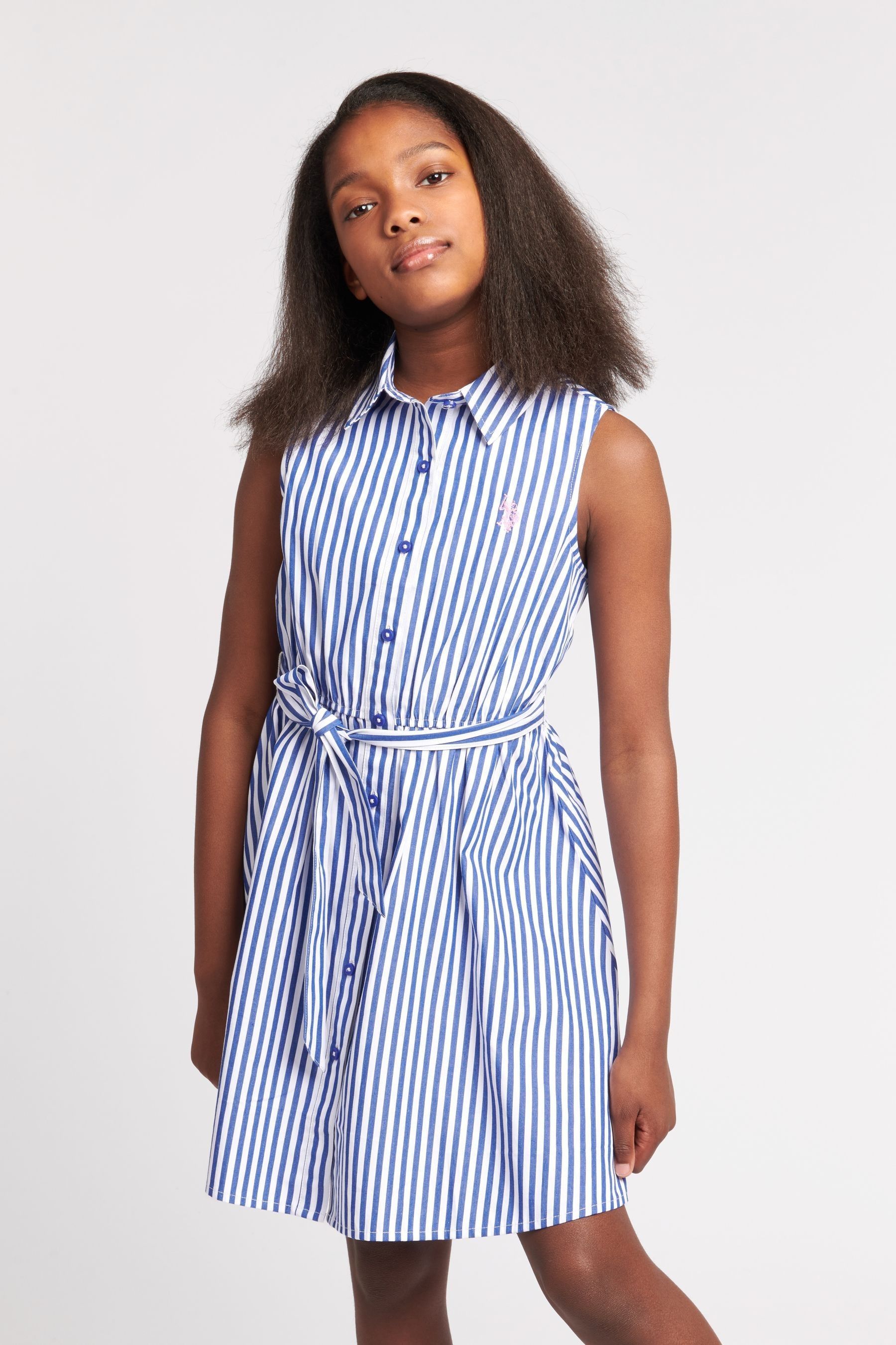 Girls blue and white striped shirt shop