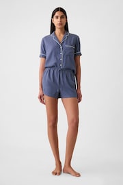 Gap Blue Linen-Blend Pyjama Shorts - Image 3 of 4