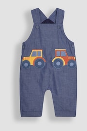 JoJo Maman Bébé Chambray Tractor Appliqué Pocket Dungarees and Top Set - Image 2 of 6