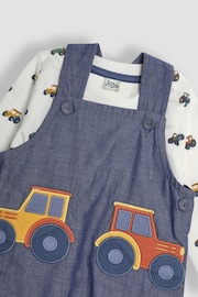 JoJo Maman Bébé Chambray Tractor Appliqué Pocket Dungarees and Top Set - Image 6 of 6