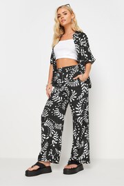 PixieGirl Petite Black Leaf Print Wide Leg Trousers - Image 2 of 6