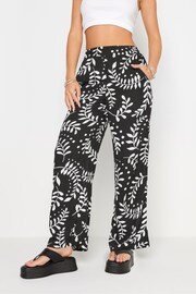 PixieGirl Petite Black Leaf Print Wide Leg Trousers - Image 3 of 6