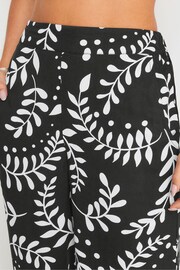 PixieGirl Petite Black Leaf Print Wide Leg Trousers - Image 5 of 6