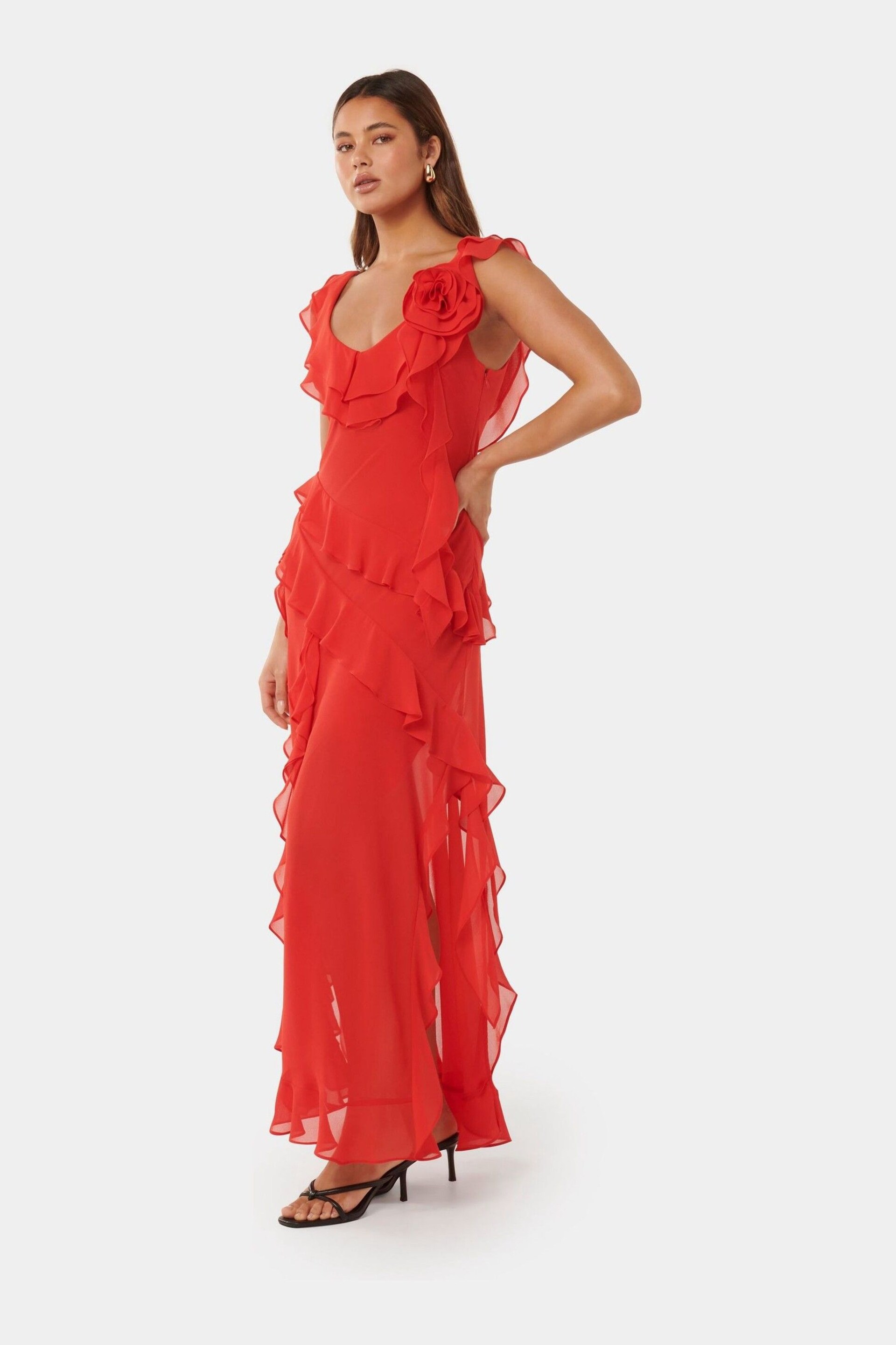 Forever New Red Olivia Ruffle Dress - Image 3 of 4