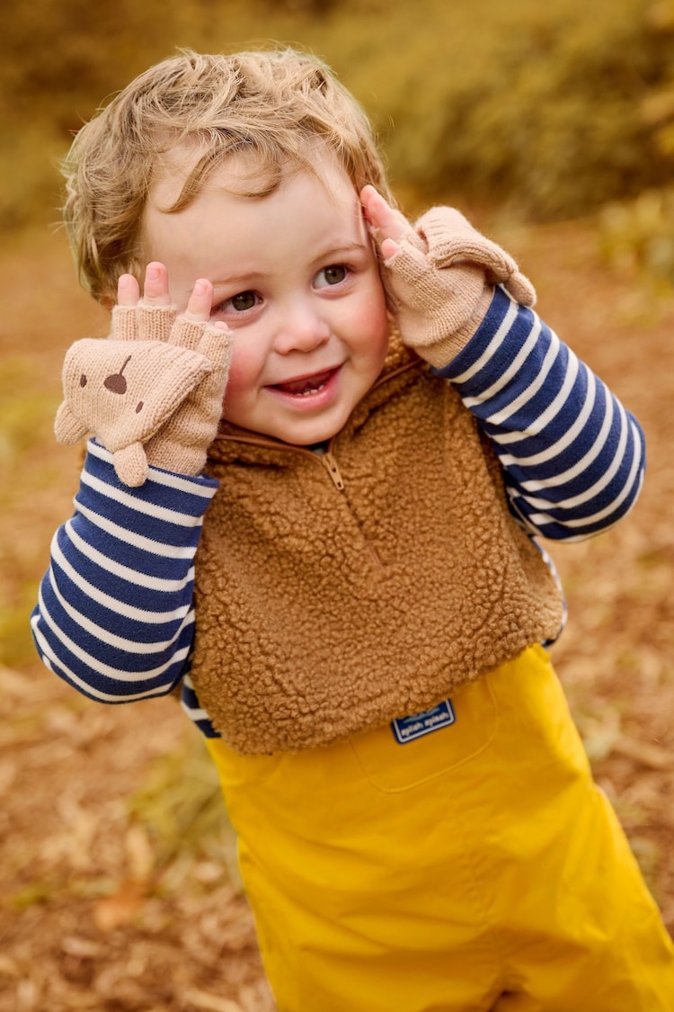 JoJo Maman Bébé Brown Bear Novelty Mittens With Fingers - Image 1 of 4