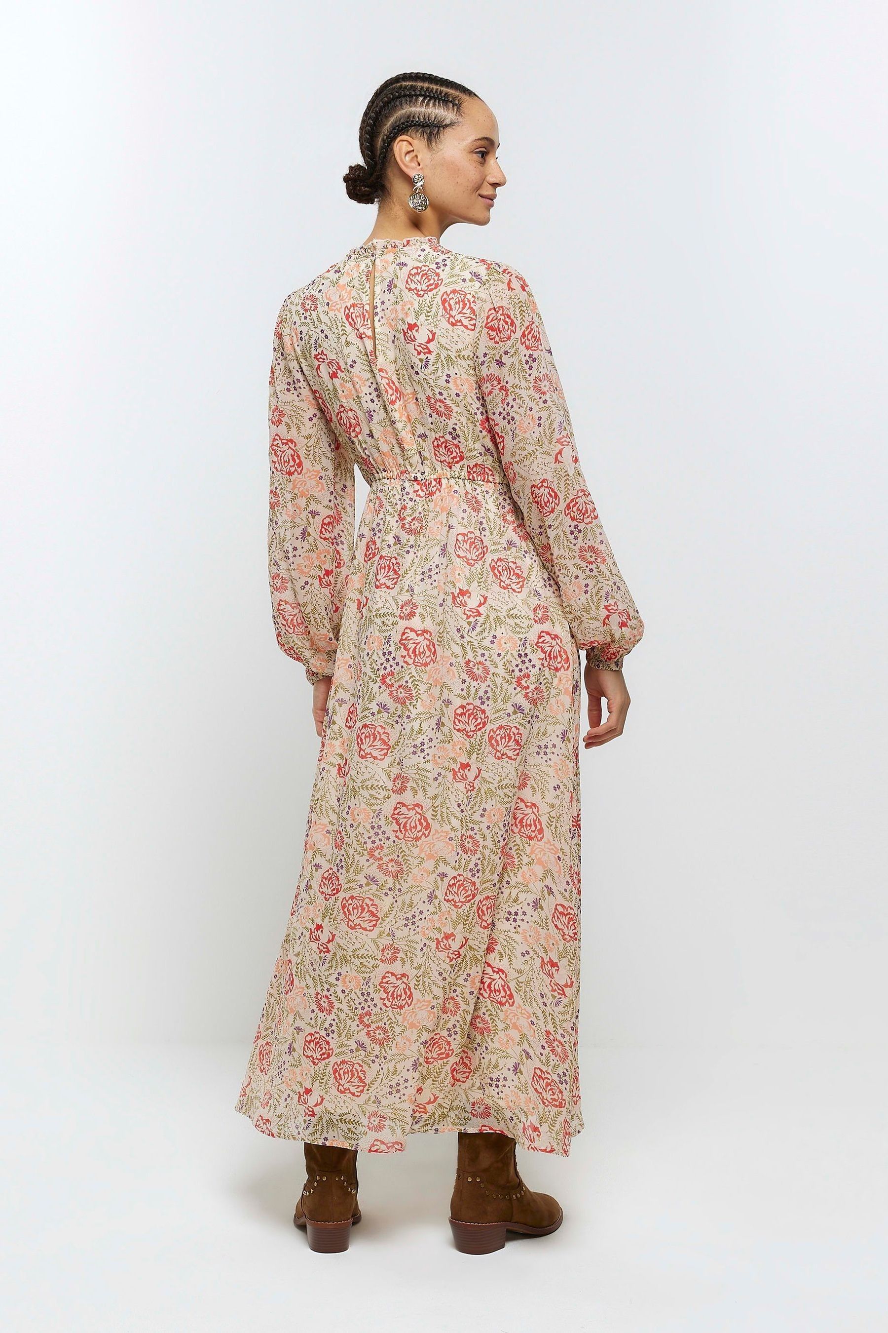 Buy River Island Cream Floral Embellished Smock Midi Dress from Next Luxembourg