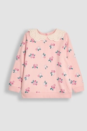 JoJo Maman Bébé Pink Berry Broderie Collar Sweatshirt - Image 1 of 3