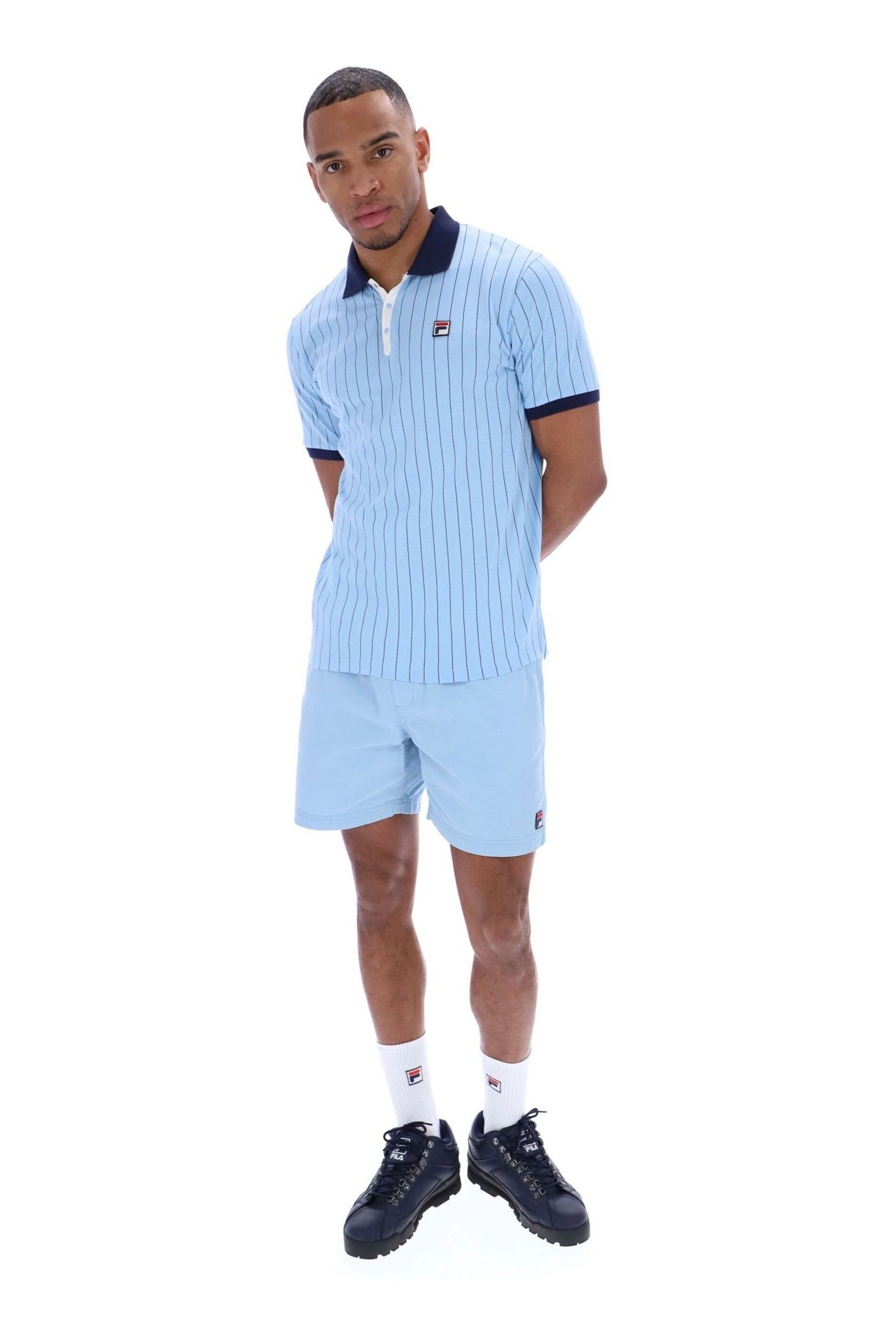 Fila Blue Bb1 Classic Vintage Striped Polo Shirt - Image 1 of 4