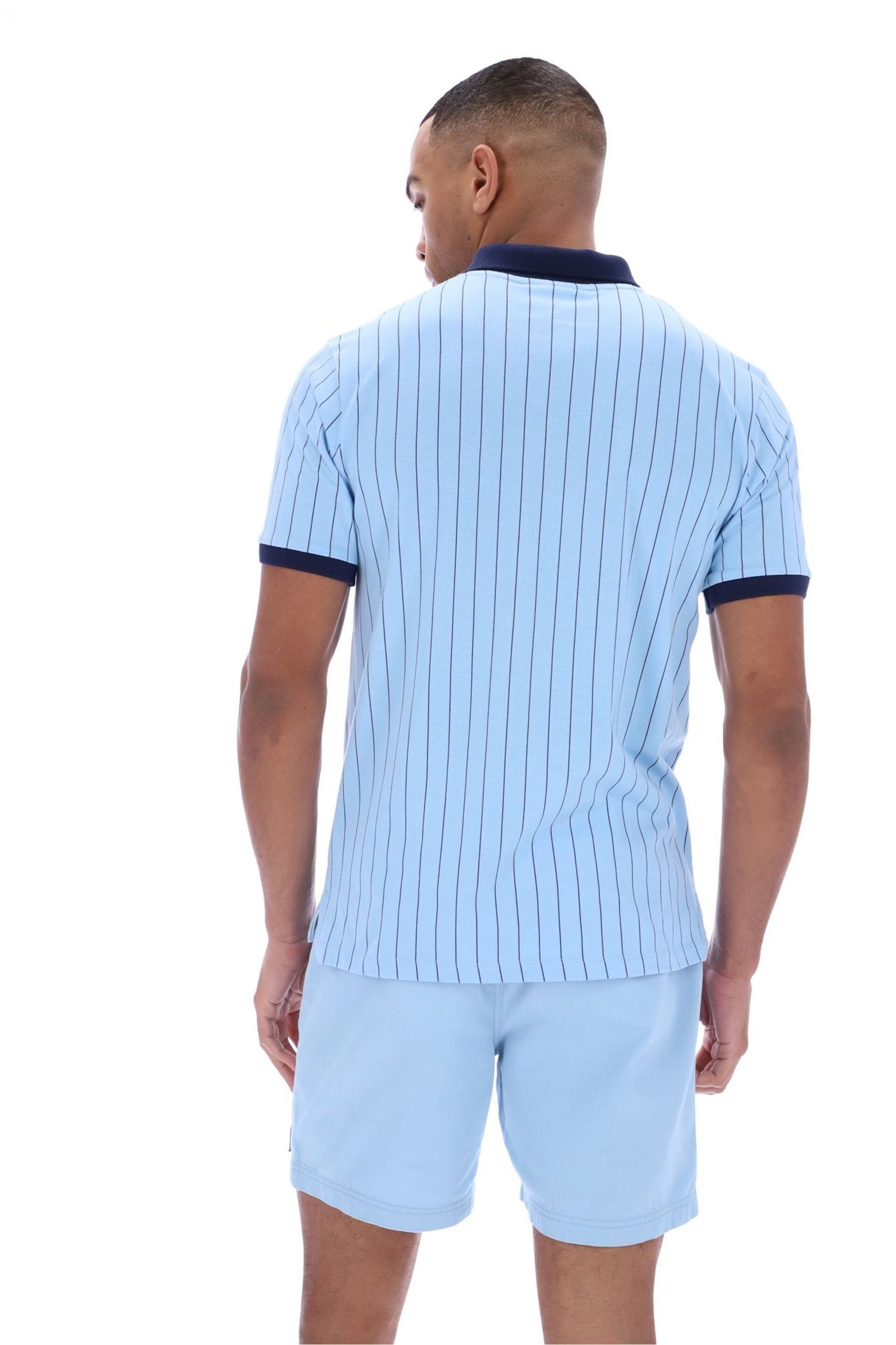 Fila Blue Bb1 Classic Vintage Striped Polo Shirt - Image 4 of 4