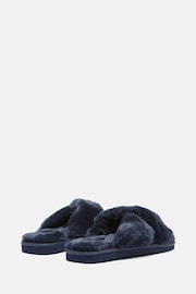 Joules Romilly Navy Faux Fur Slippers - Image 4 of 5