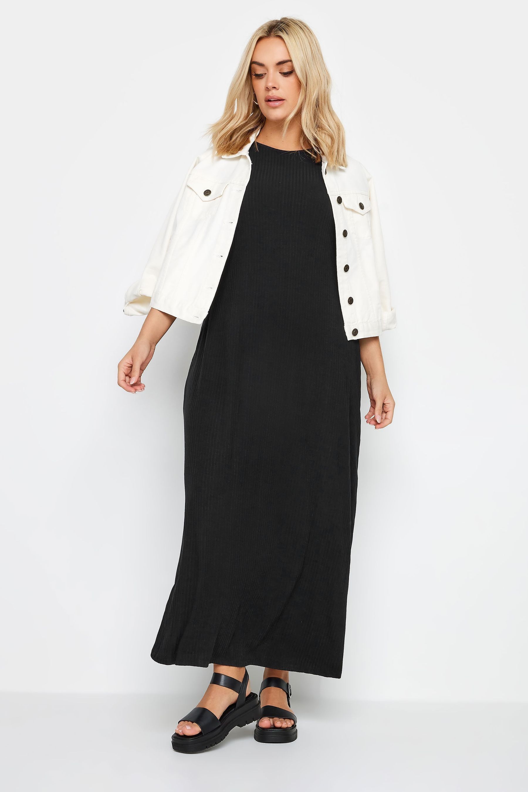 Buy Yours Curve Black Ribbed Swing Maxi Dress from the Next UK online shop