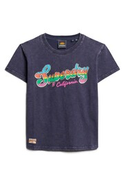 SUPERDRY Blue SUPERDRY Cali Sticker Fitted T-Shirt - Image 4 of 6
