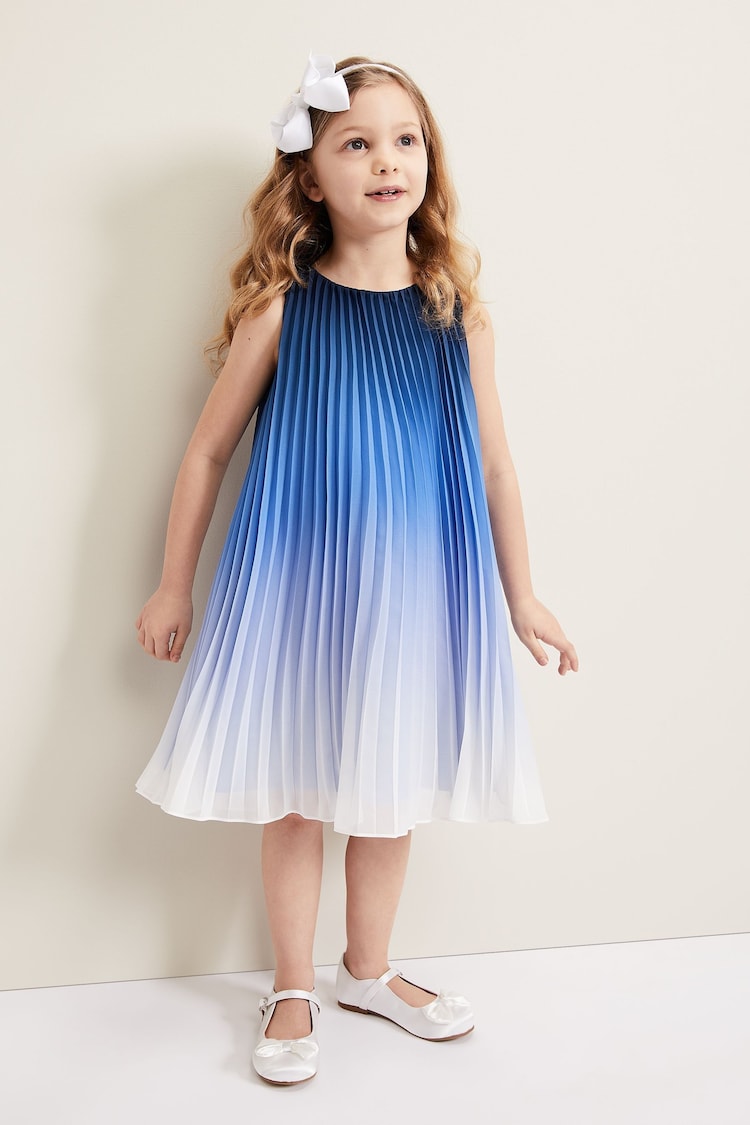 Phase Eight Blue Jessie Ombre Pleat Dress - Image 1 of 7