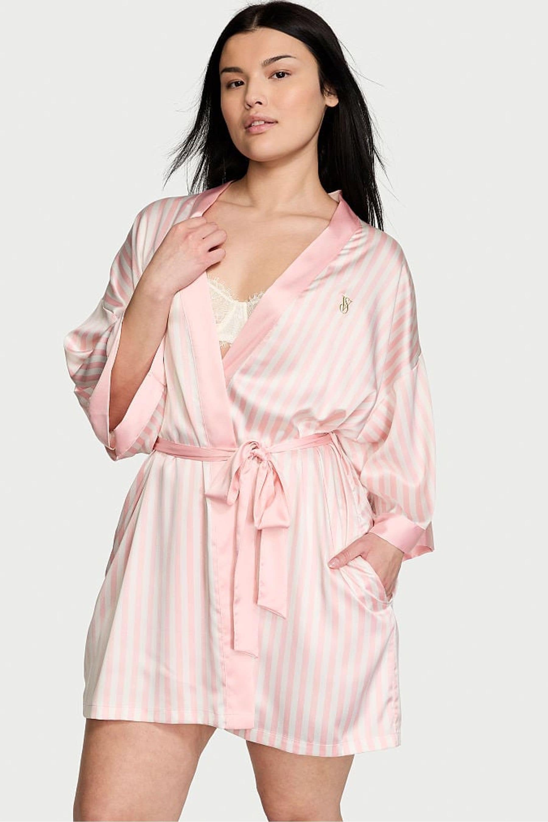 Buy Victoria s Secret Pink Iconic Stripe Satin Robe from the Next UK online shop