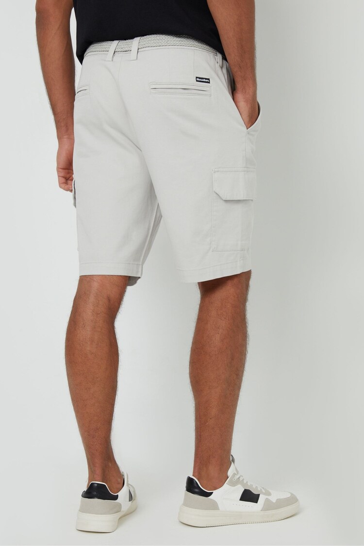 Threadbare Chalk Belted Cargo Shorts With Stretch - Image 2 of 4