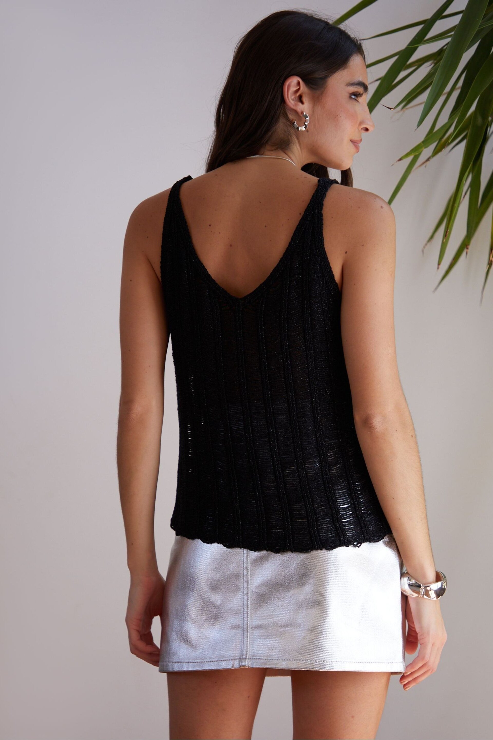 Threadbare Black Knitted Cami Vest Top - Image 3 of 4
